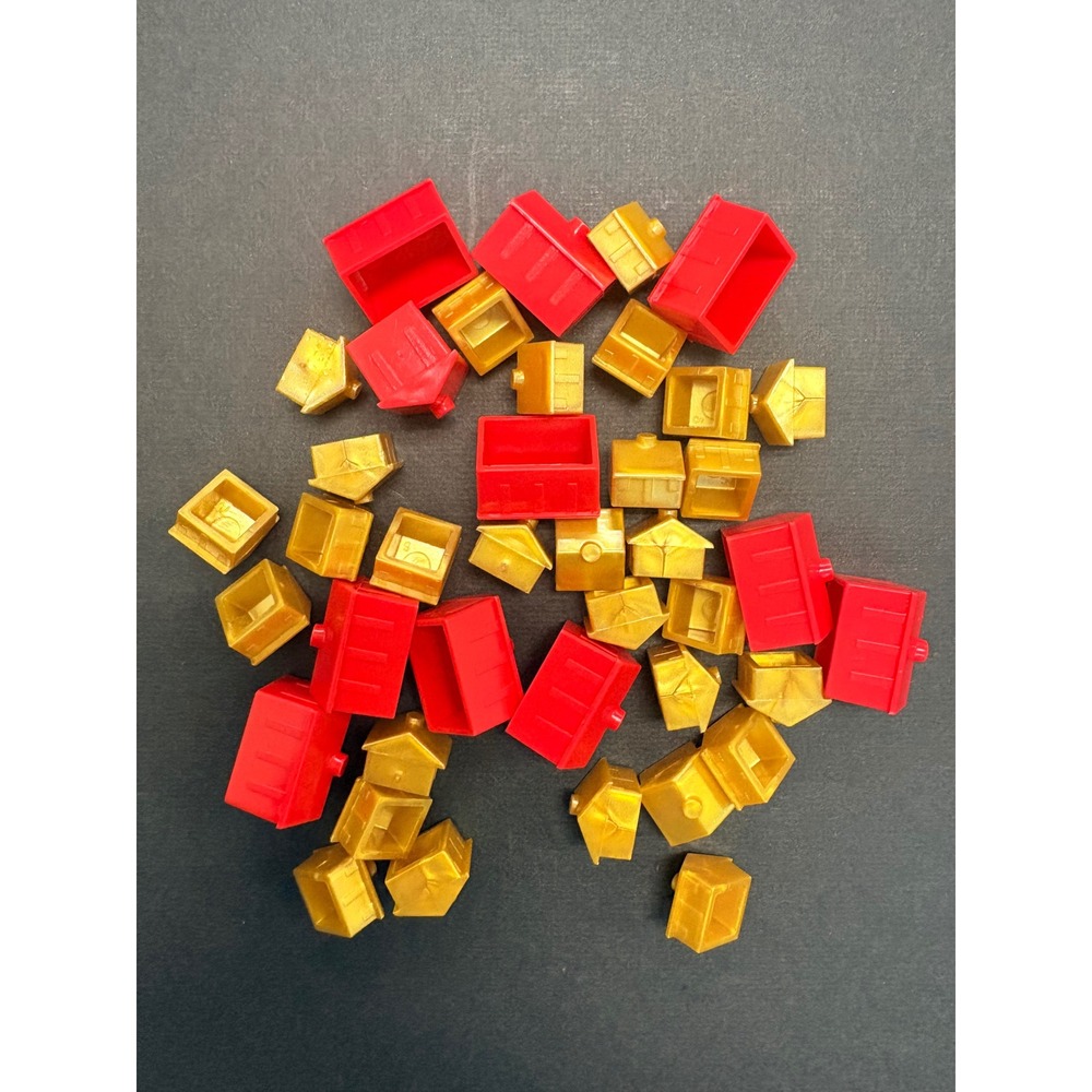 Monopoly Replacement Pieces Red Hotels and Gold Houses Plastic Game Parts